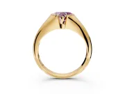 Tension Engagement Ring Setting for Fancy Pink Heart-Shaped Center with Wide Tapered Band and Tension Head in Yellow Gold