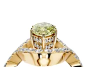Halo Engagement Ring Setting for Fancy Yellow Marquise Center with Pave Infinity Twist Band and Prong Head in Yellow Gold