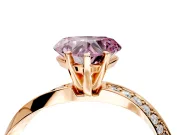 Side Accent Engagement Ring Setting for Fancy Pink Heart-Shaped Center with Accent Shoulders and Prong Head in Rose Gold