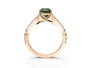 Solitaire Engagement Ring Setting for Fancy Green Radiant Cut Center with Pave Split Shank and Prong Head in Rose Gold