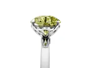 Solitaire Engagement Ring Setting for Fancy Yellow Round Cut Center with Thin Rounded Plain Band and Prong Head in Platinum