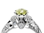 Solitaire Engagement Ring Setting for Fancy Yellow Pear-Shaped Center with Filigree Accent Basket and Prong Head in Platinum