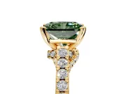 Solitaire Engagement Ring Setting for Fancy Green Radiant Cut Center with Crossover Accents and Prong Head in Yellow Gold