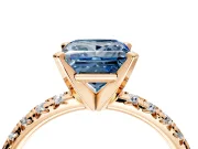 Solitaire Engagement Ring Setting for Fancy Blue Princess Cut Center with Large Accents and Prong Head in Rose Gold