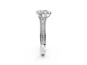 Solitaire Engagement Ring Setting for Pear-Shaped Center with Pave Rail Split Shank and Prong Head in Platinum