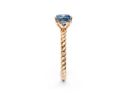 Solitaire Engagement Ring Setting for Fancy Blue Cushion Cut Center with Plain Twisted Rope Band and Prong Head in Rose Gold