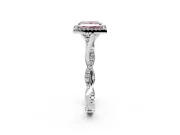 Halo Engagement Ring Setting for Fancy Pink Princess Cut Center with Twist Band and Prong Head in White Gold