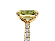 Solitaire Engagement Ring Setting for Fancy Yellow Emerald Cut Center with Fine Pave Narrow Band and Prong Head in Yellow Gold
