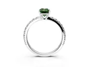 Solitaire Engagement Ring Setting for Fancy Green Emerald Cut Center with Large Accent Band and Prong Head in White Gold