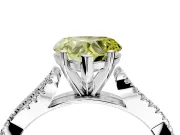 Solitaire Engagement Ring Setting for Fancy Yellow Heart-Shaped Center with Twisted Pave Split Shank and Prong Head in White Gold