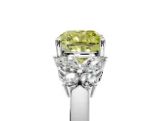Solitaire Engagement Ring Setting for Fancy Yellow Cushion Cut Center with Marquise Flower Shoulders and Prong Head in Platinum