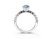 Solitaire Engagement Ring Setting for Fancy Blue Pear-Shaped Center with Bezel-Dot Beaded Band and Prong Head in Platinum