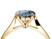 Solitaire Engagement Ring Setting for Fancy Blue Heart-Shaped Center with Tapered Shoulders and Prong Head in Yellow Gold
