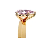 Solitaire Engagement Ring Setting for Fancy Pink Pear-Shaped Center with Wide Knife Ridge Band and Prong Head in Yellow Gold