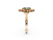 Cluster Halo Engagement Ring Setting for Fancy Green Pear-Shaped Center with Milgrain Bezel Accents and Prong Head in Rose Gold