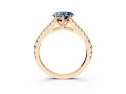 Solitaire Engagement Ring Setting for Fancy Blue Heart-Shaped Center with Pave Split Shank and Prong Head in Rose Gold