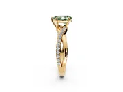 Crossover Engagement Ring Setting for Fancy Green Pear-Shaped Center with Pave and Plain Strands and Prong Head in Yellow Gold