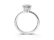 Solitaire Engagement Ring Setting for Princess Cut Center with Large Accents and Prong Head in Platinum