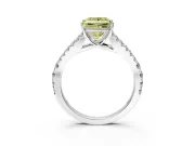 Solitaire Engagement Ring Setting for Fancy Yellow Princess Cut Center with Pave Split Shank and Prong Head in White Gold