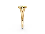 Solitaire Engagement Ring Setting for Fancy Yellow Pear-Shaped Center with V Split Shank and Bezel Head in Yellow Gold