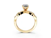 Solitaire Engagement Ring Setting for Radiant Cut Center with Criss-Cross Accent Band and Prong Head in Yellow Gold