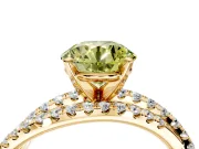 Solitaire Engagement Ring Setting for Fancy Yellow Round Cut Center with Woven 3-Strand Pave Band and Prong Head in Yellow Gold