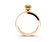 Milgrain Pave Engagement Ring Setting for Fancy Yellow Emerald Cut Center with Accent Band and Prong Head in Rose Gold