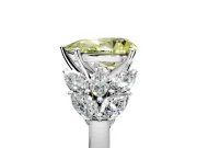 Leaf Cluster Engagement Ring Setting for Fancy Yellow Pear-Shaped Center with Marquise Accents and Prong Head in Sterling Silver