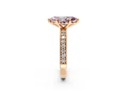 Milgrain Pave Engagement Ring Setting for Fancy Pink Marquise Center with Accent Band and Prong Head in Rose Gold