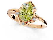 Floral Frame Engagement Ring Setting for Fancy Yellow Pear-Shaped Center with Accent Clusters and Prong Head in Rose Gold