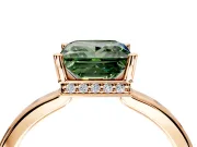 Hidden Halo Engagement Ring Setting for Fancy Green Princess Cut Center with Wide Flat Plain Band and Prong Head in Rose Gold