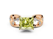 Solitaire Engagement Ring Setting for Fancy Yellow Princess Cut Center with Criss-Cross Accent Band and Prong Head in Rose Gold