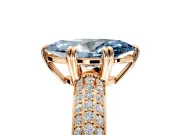 Solitaire Engagement Ring Setting for Fancy Blue Marquise Center with Multi-Row Pave Accents and Basket Head in Rose Gold