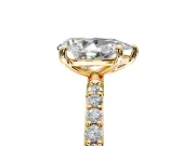 Solitaire Engagement Ring Setting for Pear-Shaped Center with Pave Accents and Prong Head in Yellow Gold