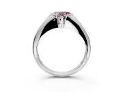 Tension Engagement Ring Setting for Fancy Pink Heart-Shaped Center with Wide Tapered Band and Tension Head in Sterling Silver
