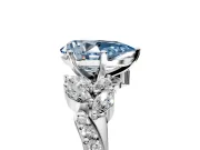 Solitaire Engagement Ring Setting for Fancy Blue Pear-Shaped Center with Marquise Accent Twist Band and Prong Head in White Gold