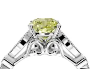 Solitaire Engagement Ring Setting for Fancy Yellow Cushion Cut Center with Marquise and Bezel Accents and Prong Head in Sterling Silver