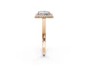 Halo Engagement Ring Setting for Princess Cut Center with Plain Tapered Band and Prong Head in Rose Gold