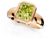 Solitaire Engagement Ring Setting for Fancy Yellow Radiant Cut Center with Wide Band and Bezel Head in Rose Gold
