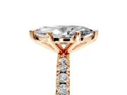 Solitaire Engagement Ring Setting for Marquise Center with Fine Pave Band and Claw Prong Head in Rose Gold