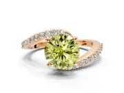 Solitaire Engagement Ring Setting for Fancy Yellow Round Cut Center with Pave Bypass Swirl Band and Prong Head in Rose Gold