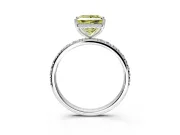 Hidden Halo Engagement Ring Setting for Fancy Yellow Princess Cut Center with Pave Band and Prong Head in Platinum