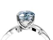 Solitaire Engagement Ring Setting for Fancy Blue Oval Center with Pave and Plain Crossover Band and Prong Head in Sterling Silver