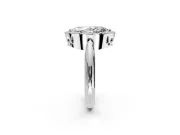 Halo Engagement Ring Setting for Marquise Center with Tapered Plain Band and Prong Head in White Gold