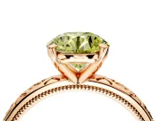 Solitaire Engagement Ring Setting for Fancy Yellow Round Cut Center with Scrollwork Band and Prong Head in Rose Gold