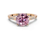 Solitaire Engagement Ring Setting for Fancy Pink Round Cut Center with Channel Accents and Prong Head in Rose Gold