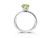 Solitaire Engagement Ring Setting for Fancy Yellow Cushion Cut Center with Shared-Prong Accents and Prong Head in Platinum