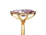 Solitaire Engagement Ring Setting for Fancy Pink Marquise Center with Straight Thin Band and Prong Head in Yellow Gold