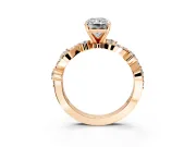 Solitaire Engagement Ring Setting for Radiant Cut Center with Bar-Station Pave Twist and Prong Head in Rose Gold