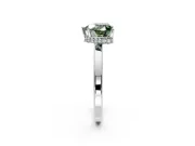 Hidden Halo Engagement Ring Setting for Fancy Green Heart-Shaped Center with Wide Flat Plain Band and Prong Head in Platinum